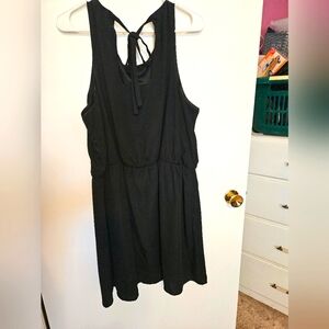 Black summer dress with tie back detail